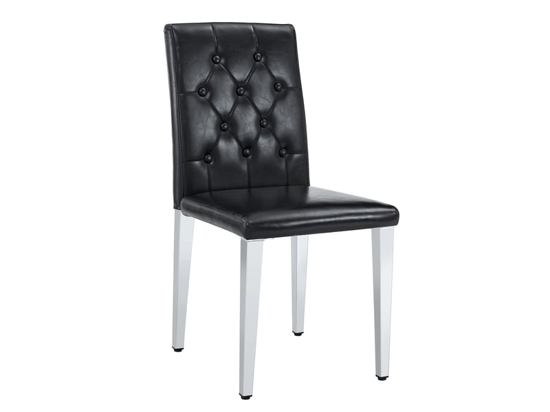  Lot de 4 chaises de salle à manger en similicuir pu noir et métal argenté W3658P405580 - Conforama A
