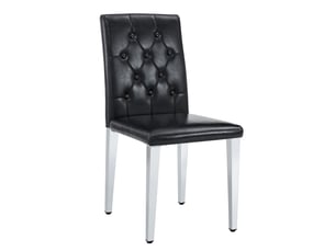 Lot de 4 chaises de salle à manger en similicuir pu noir et métal argenté