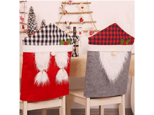 Lot de 2 housses de chaises décoratives de noël, ornées de motifs représentant monsieur et madame père noël, parfaites pour les fêtes de noël ou la décor, multicolore