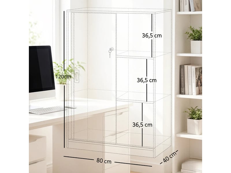  Armoire à documents moderne, meuble de bureau, armoire de rangement  - Conforama C