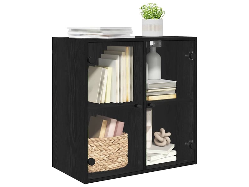 Meuble mural, meuble de rangement salon 68 x 37 x 68,5 cm bois d'ingénierie chêne noir - Conforama C