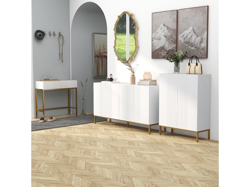  Étagère à chaussures pour 15 à 20 paires, étagères réglables et fermeture amortie, blanche  - Conforama B
