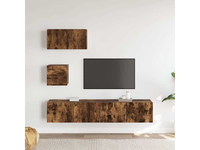  Ensemble de meubles tv 4 pcs chêne fumé bois d'ingénierie shl17898  - Conforama C