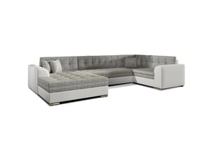 Canapé panoramique convertible caldero 5 places gris – angle gauche