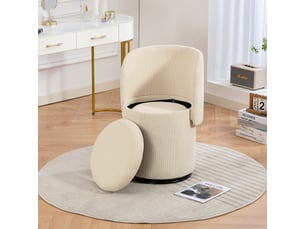 Fauteuil fixe pivotant <strong>OKMYHOME</strong> <strong></strong> Velours côtelé beige vendu A l'unité
