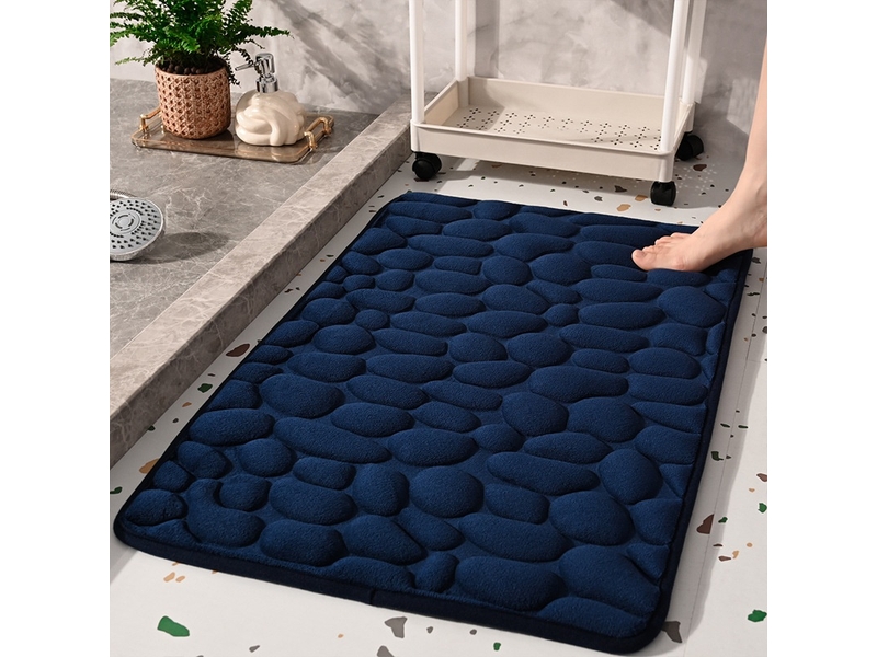  Tapis de bain 40*60cm galet absorbant antidérapant bleu surface à séchage rapide toucher agréable reste stable au sol facile  - Conforama A