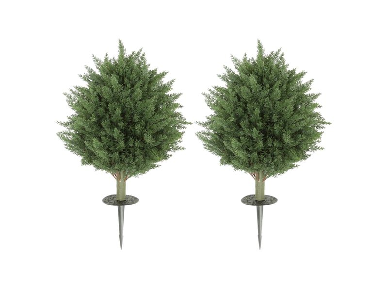  Lot de 2 plantes artificielles, cyprès artificiel résistant aux uv avec 387 feuilles et piquet, ø 40 x 60 cm (h), vert  - Conforama B