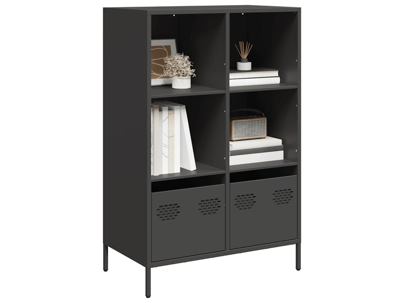  Buffet haut - bahut - meuble de rangement noir 68x39x103,5 cm acier  - Conforama B