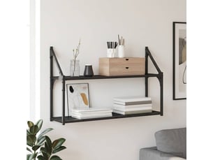 Étagère flottante, étagère suspendue montage mural chêne noir 80 x 21 x 51 cm cf42513