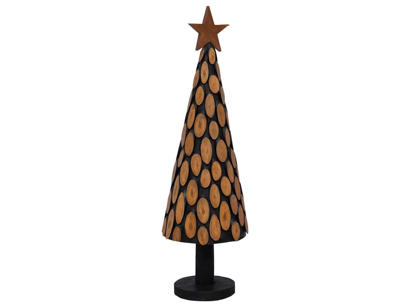  Sapin de noël - arbre de noël avec support marron 149 cm bois de teck solide  - Conforama A