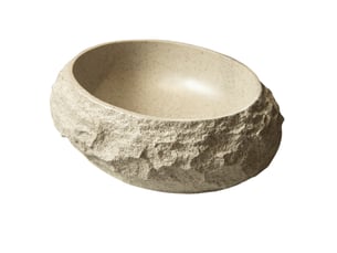 Vasque à poser en résine avec motif pierre irrégulier, sans robinet, pour salle de bain, 62×52×28 cm, beige