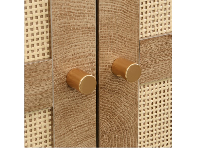  Armoire 2 portes 80x50x180 cm – noyer naturel – penderie, étagères, 2 tiroirs et pieds surélevés  - Conforama E