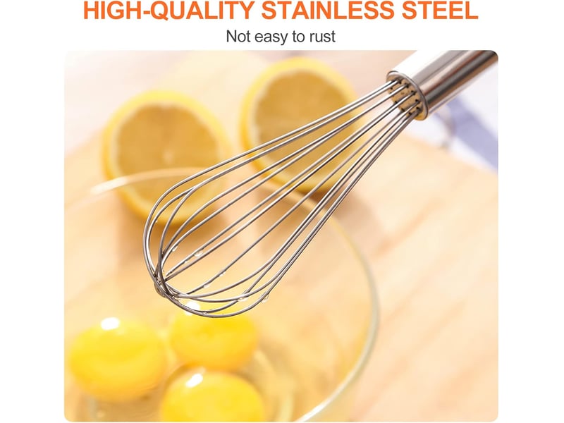  3pcs argent, fouet cuisine inox professionnel, batteur manuel à œufs contient 21cm, 26cm, 29cm, fouet pour mélanger, remuer la pâte  - Conforama C