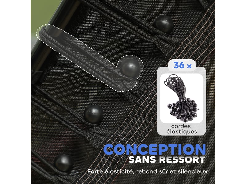  Trampoline pour enfant 1,22 x 1,11 x 1,9 m filet de sécurité porte zippée 6 poteaux rembourrés inclus rouge noir  - Conforama E