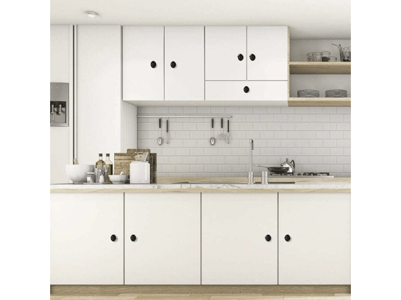  (30 mm) 12 pièces de poignées de meubles en verre noir, trou unique pour tiroir de cuisine, bureau, chambre à coucher, armoires  - Conforama E