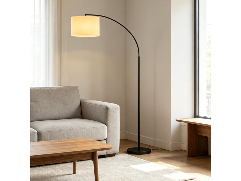  Lampadaire arqué moderne avec télécommande, design élégant pour salon et intérieur  - Conforama B