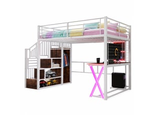 Lit mezzanine 140x200 cm MEUBLIV   coloris blanc