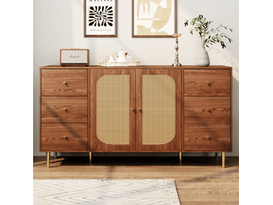 Buffet 2 porte(s) 6 tiroir(s) ULQENI - 160 cm coloris marron