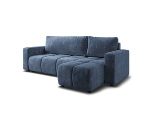Canapé d'angle réversible convertible MASSENO 3 places Tissu bleu avec coffre de rangement