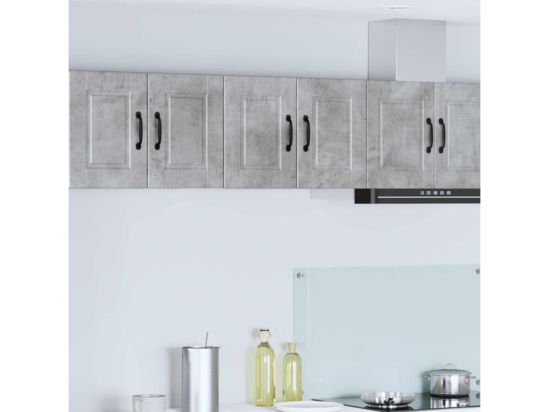Meuble mural de cuisine | armoire de cuisine 2 pcs gris béton bois d'ingénierie shl1517 - Conforama B