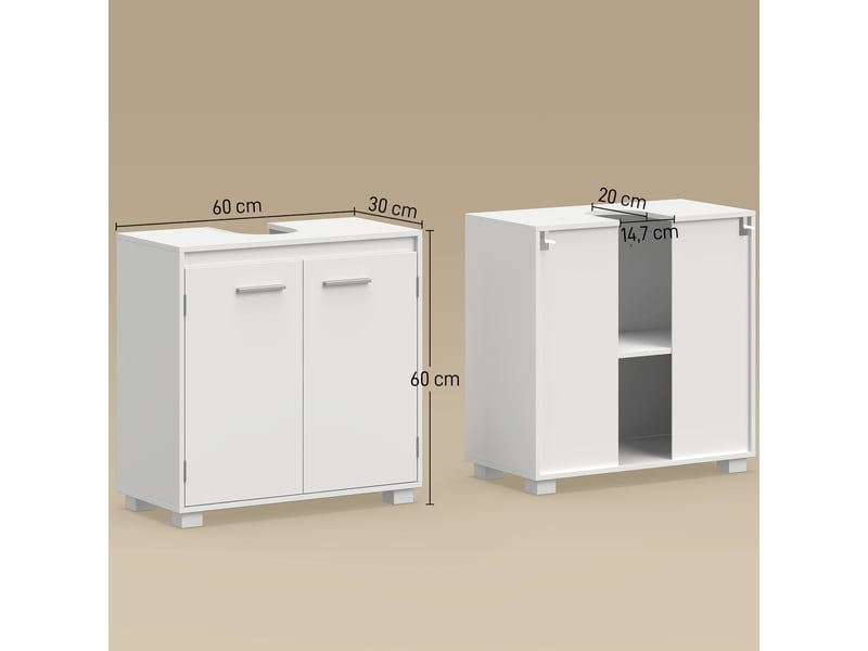  Meuble sous-lavabo en mdf avec découpe en u blanc 60x30x60 cm  - Conforama C
