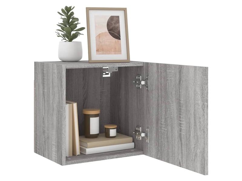  Lot de 2 meuble tv mural, meuble tv suspendu sonoma gris 40,5x30x40cm bois ingénierie  - Conforama E
