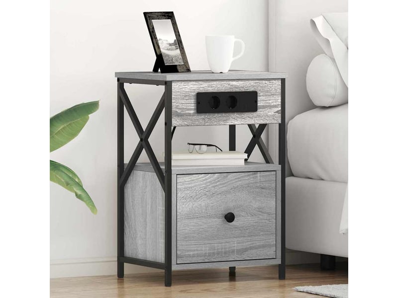 Table de chevet avec tiroir 2 pièces gris sonoma 40 x 31 x 60 cm - Conforama B