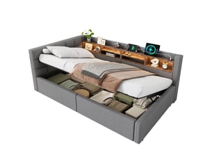 Lit banquette 90x200 cm <strong></strong>  <strong></strong> coloris gris