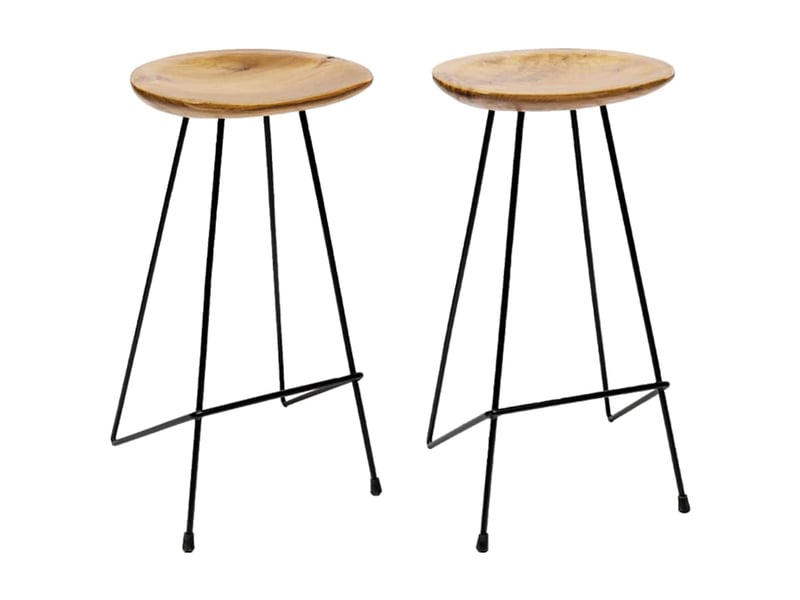  Lot de 2 tabouret de bar, chaise de bar bois de teck massif shl43669  - Conforama B