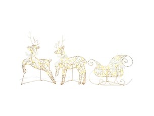 Lot de 3 rennes led, éclairage de noël, décoration de noël 60 led blanc chaud 44,5 x 18 x 66 cm pet cf62080