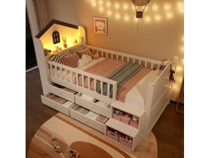 Lit simple 90x200 cm OKWISH coloris blanc