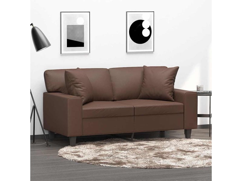  Lot de 2 coussins décoratifs marron 40x40 cm similicuir cf60875  - Conforama B