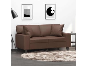 Lot de 2 coussins décoratifs marron 40x40 cm similicuir cf60875