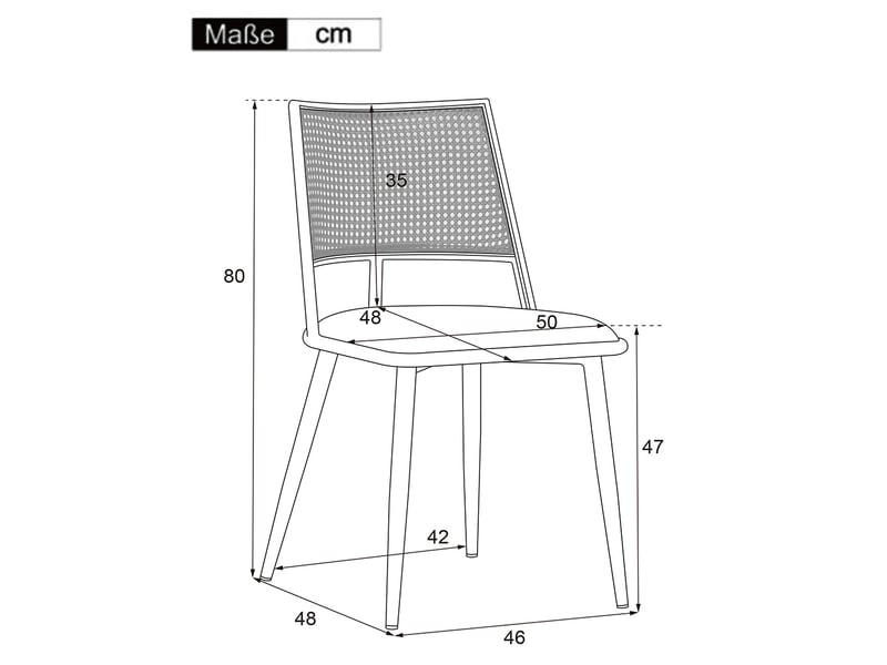  Lot de 6 chaises de salle à manger avec assise en pu et dossier en rotin beige  - Conforama E