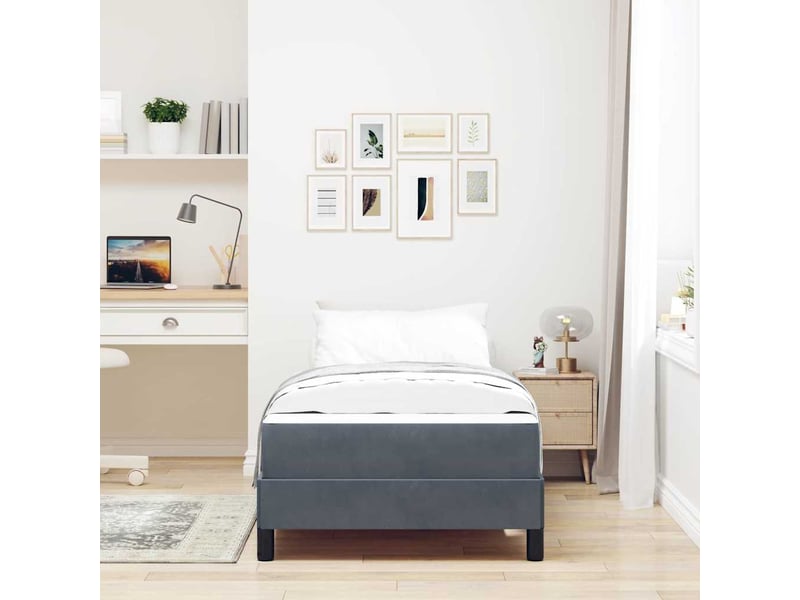  Lit simple- lit adulte -  lit à ressorts avec matelas gris foncé 80 x 200 cm tissu  - Conforama B