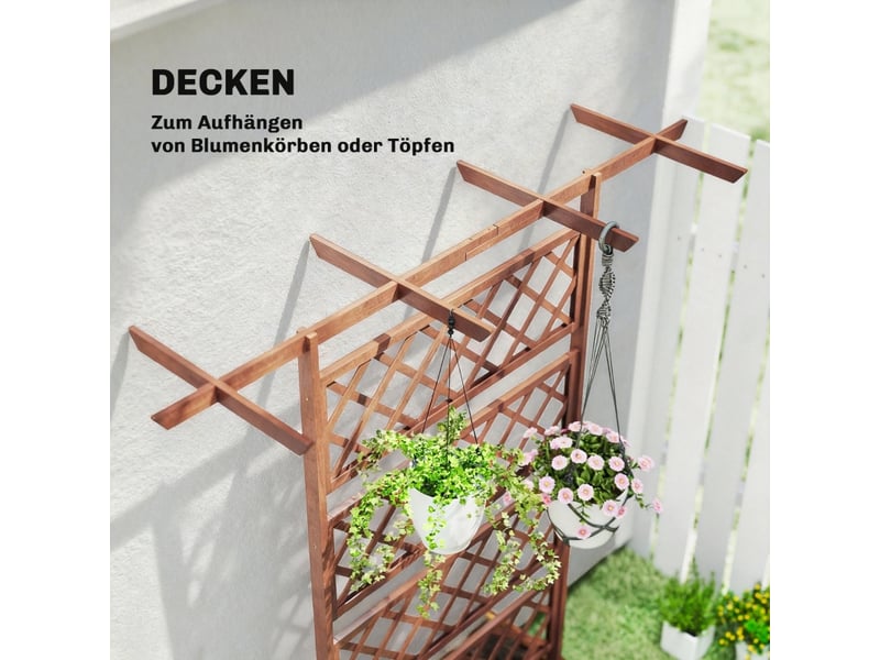  Bac à plantes avec treillis - orange - bois - 2-en-1 avec treillis - toit inclus - fond ouvert 160x55x183cm - Conforama E