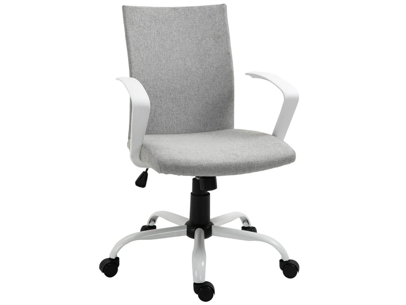  Fauteuil de bureau ergonomique à bascule, fauteuil d'étude pivotant, chaise de bureau en tissu réglable en hauteur, 61 x 61 x 89-99 cm, gris clair  - Conforama A