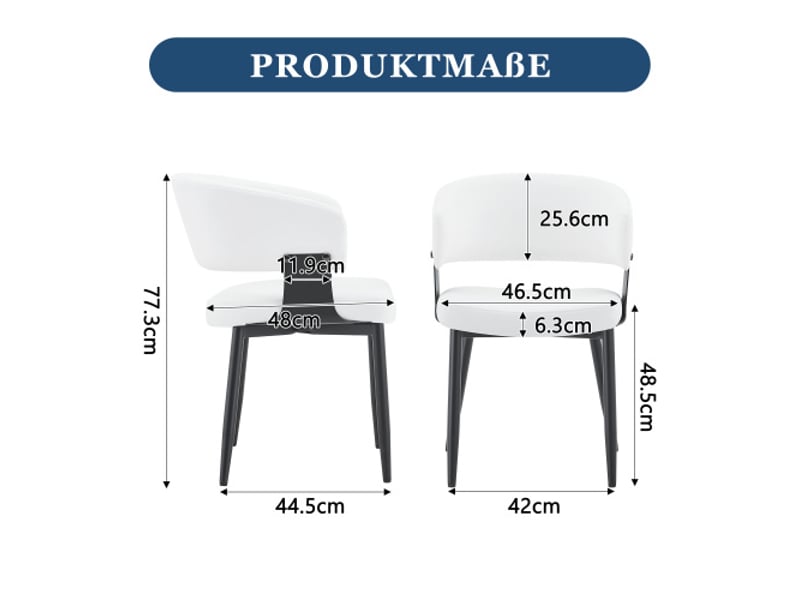  Chaises de salle à manger mid-century modern – lot de 2, fauteuils tonneau rétro en similicuir à dossier motif  - Conforama C
