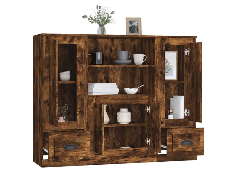  Buffets 3 pcs - bahut - meuble de rangement chêne fumé bois d'ingénierie  - Conforama E