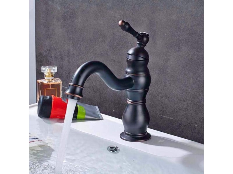  Mitigeur rétro, robinet de salle de bain, pivotant à 360°, hauteur 20 cm, noir CC005310ZLS - Conforama C
