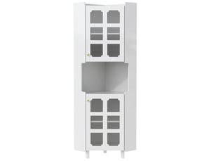 Armoire d'angle avec éclairage led 2 portes 1 niche mdf blanc 63.5x157.5 cm