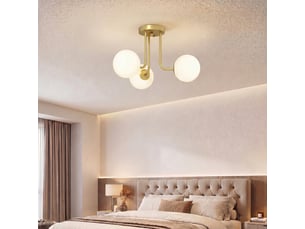 Plafonnier led 25w, luminaire plafonnier 3 lumières avec douilles g9, abat-jour globe, 42 x 42 x 26,5 cm, doré