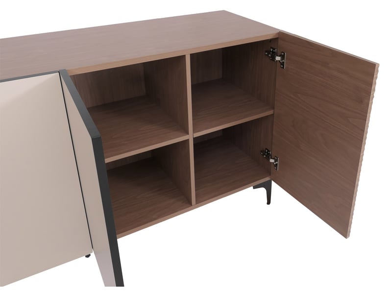 Buffet hwc-q84, commode, portes à structure 3d, compartiments de rangement, mdf mélaminé, 80 x 160 x 42 cm - aspect noyer clair - Conforama E