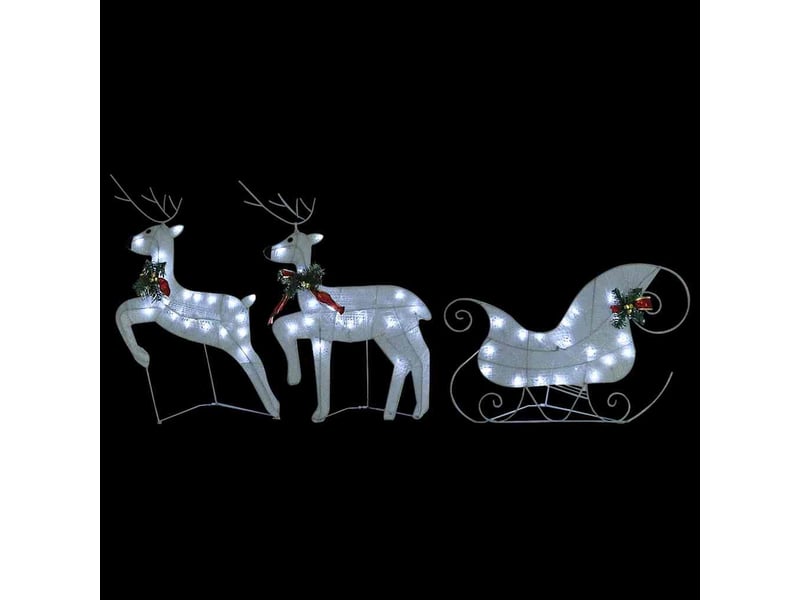  Décoration de noël renne et traîneau 140 led extérieur blanc  - Conforama C