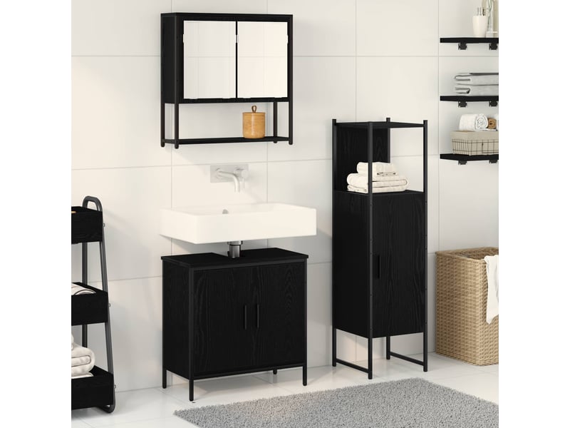  Ensemble de mobilier de salle de bain 3 pc noir cf64412  - Conforama B