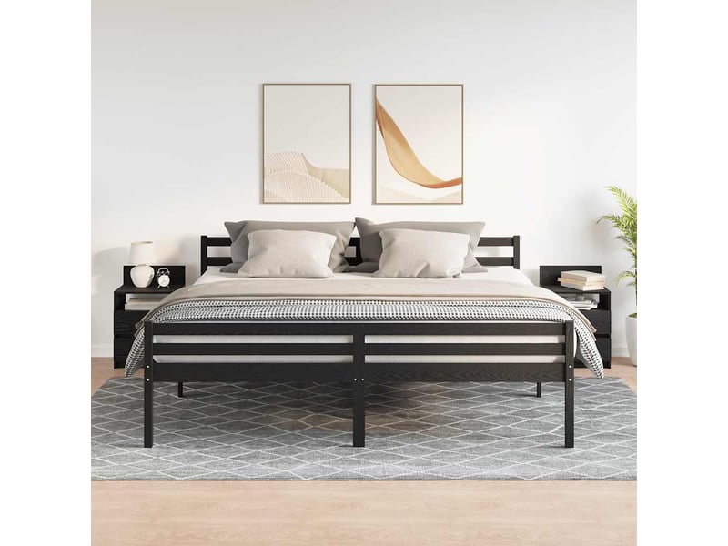  Tables de chevet (lot de 2) avec 2 tiroirs noires 40 x 33 x 60 cm  - Conforama C