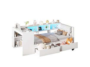Lit avec rangement 90x200 cm OKWISH coloris blanc