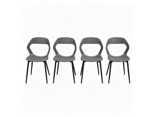 Chaise de salle à manger lot de 4 avec dossier ergonomique ajouré et pieds métalliques en polypropylène gris