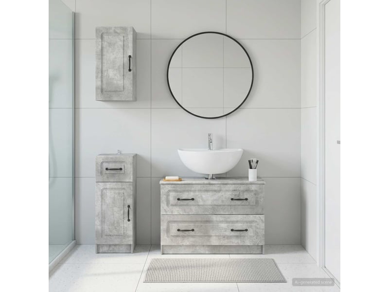  Ensemble de meuble de salle de bain 3 pièces utrecht gris béton cf63517  - Conforama B