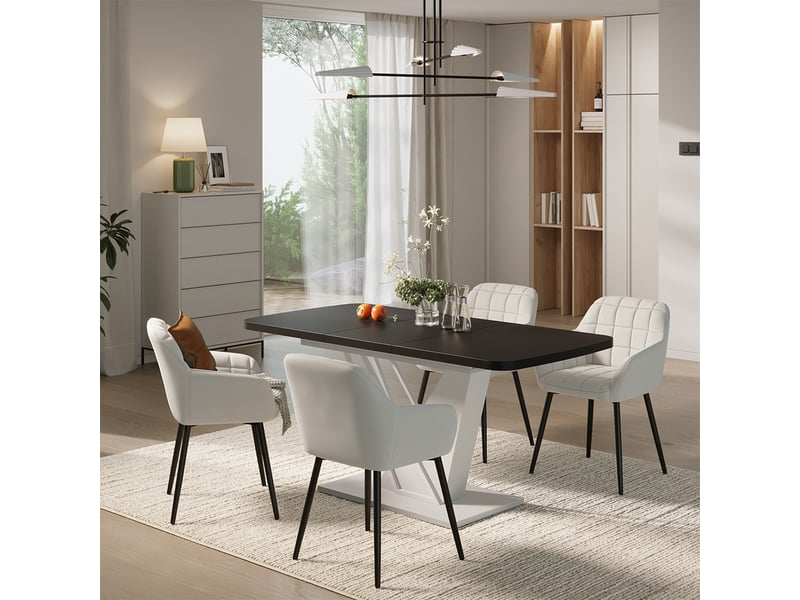 Vicco ensemble de table à manger, noirblanc, 120x80cm avec 4 chaises de salle à manger - Conforama C